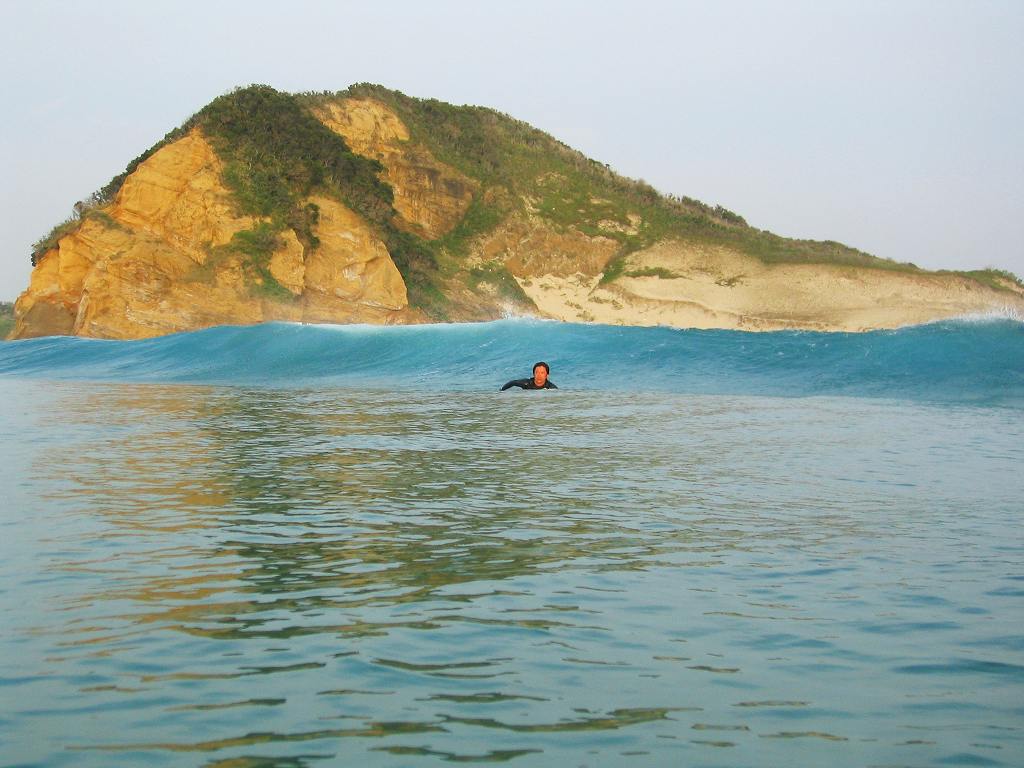 Surfing and space in Tanegashima island, Kagoshima, Japan. It is the surfing point "Korigawa river mouth".