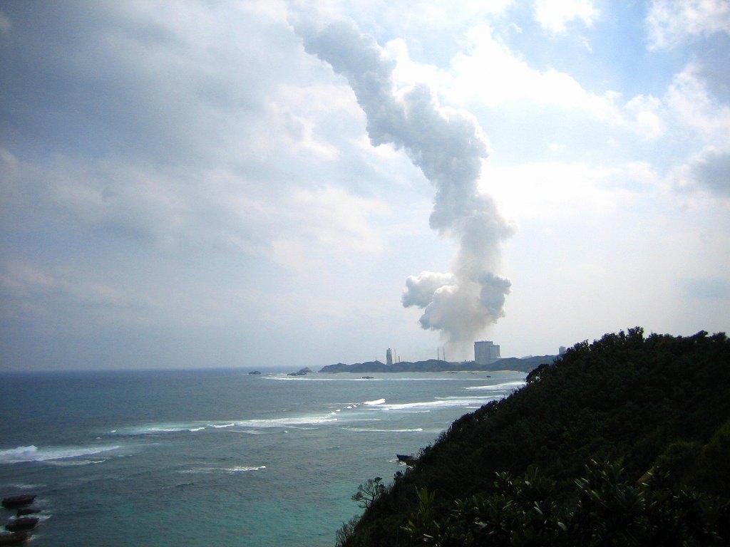 Surfing and space in Tanegashima island, Kagoshima, Japan. This is right after the rocket was launched.