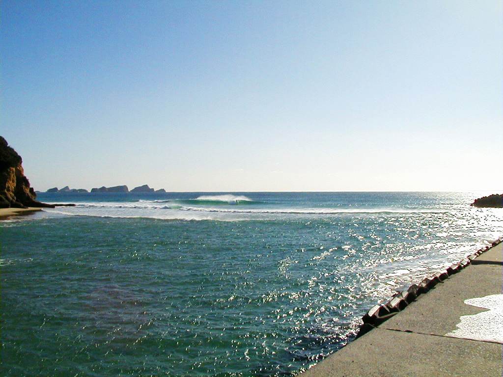 Surfing and space in Tanegashima island, Kagoshima, Japan. It is the surfing point "Korigawa river mouth".