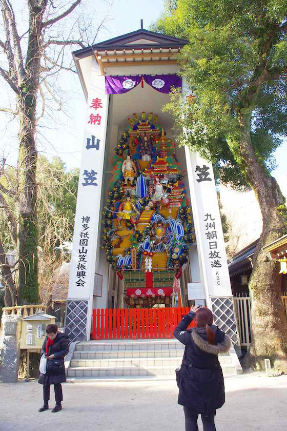 Hakata area in Fukuoka City, Japan. This is a decorative portable shrine of the Hakata Gion Yamakasa, displayed in Kushida Shrine.