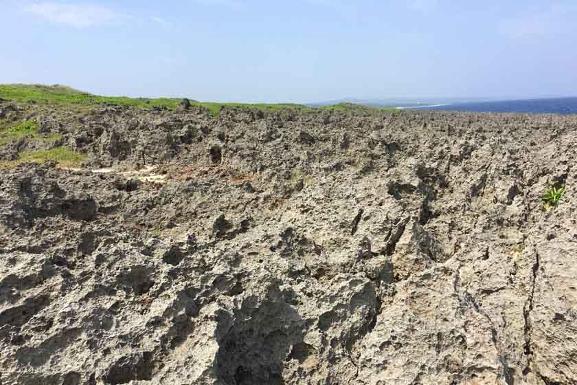 bizarre and zigzag-shaped rocks at Fucha beach in Okinoerabu island